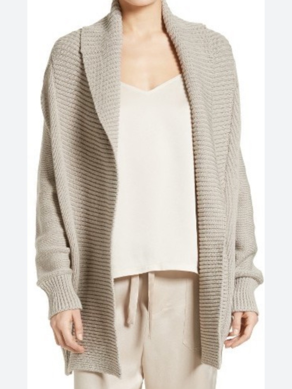 Vince Cardigan Knit Sweater Jacket, Taupe, S